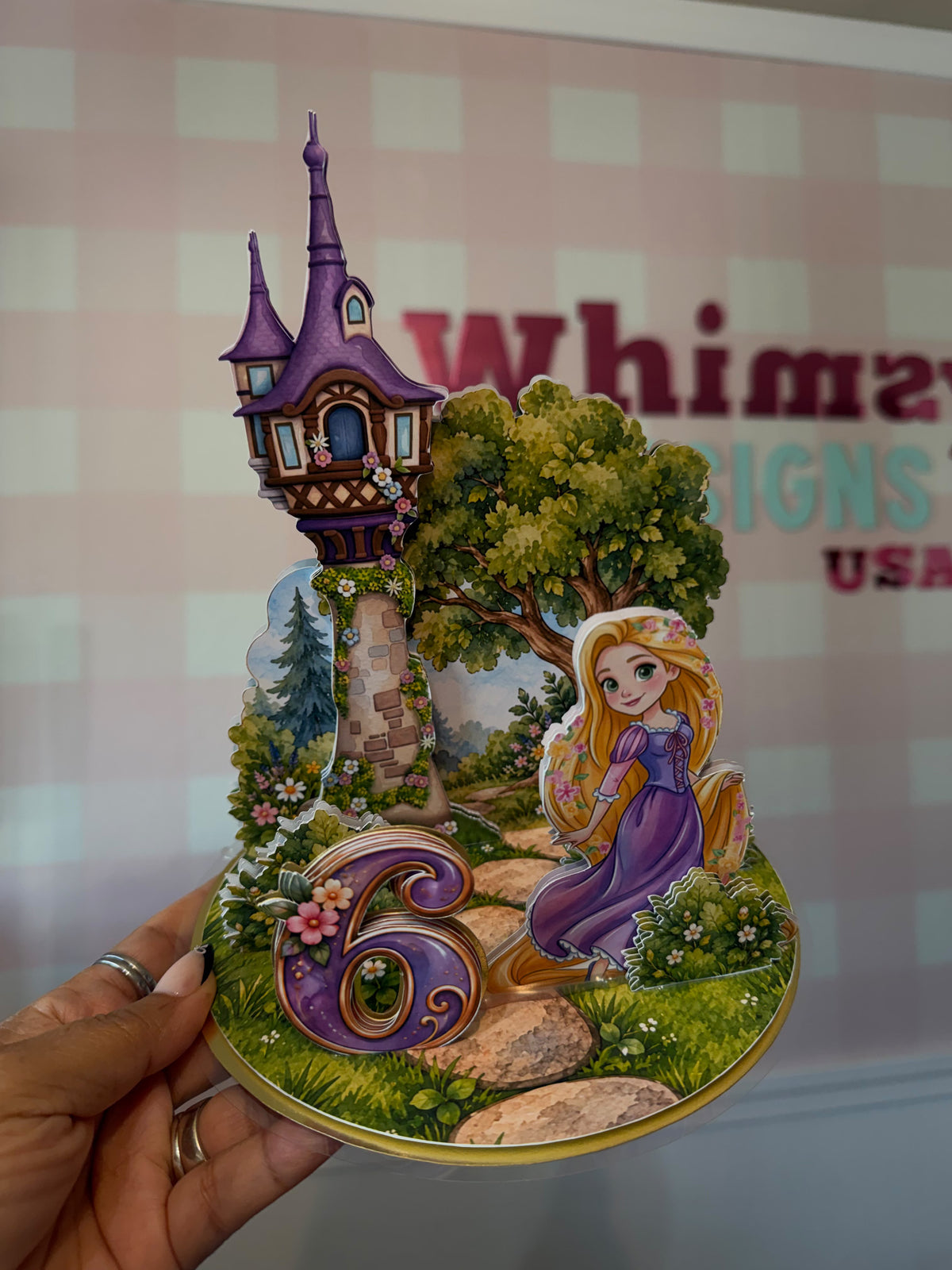 Estructura Cake Topper 360 Princesa No. 2 – Torre de Cuento y Jardín – Archivo de Corte Cricut y Cameo