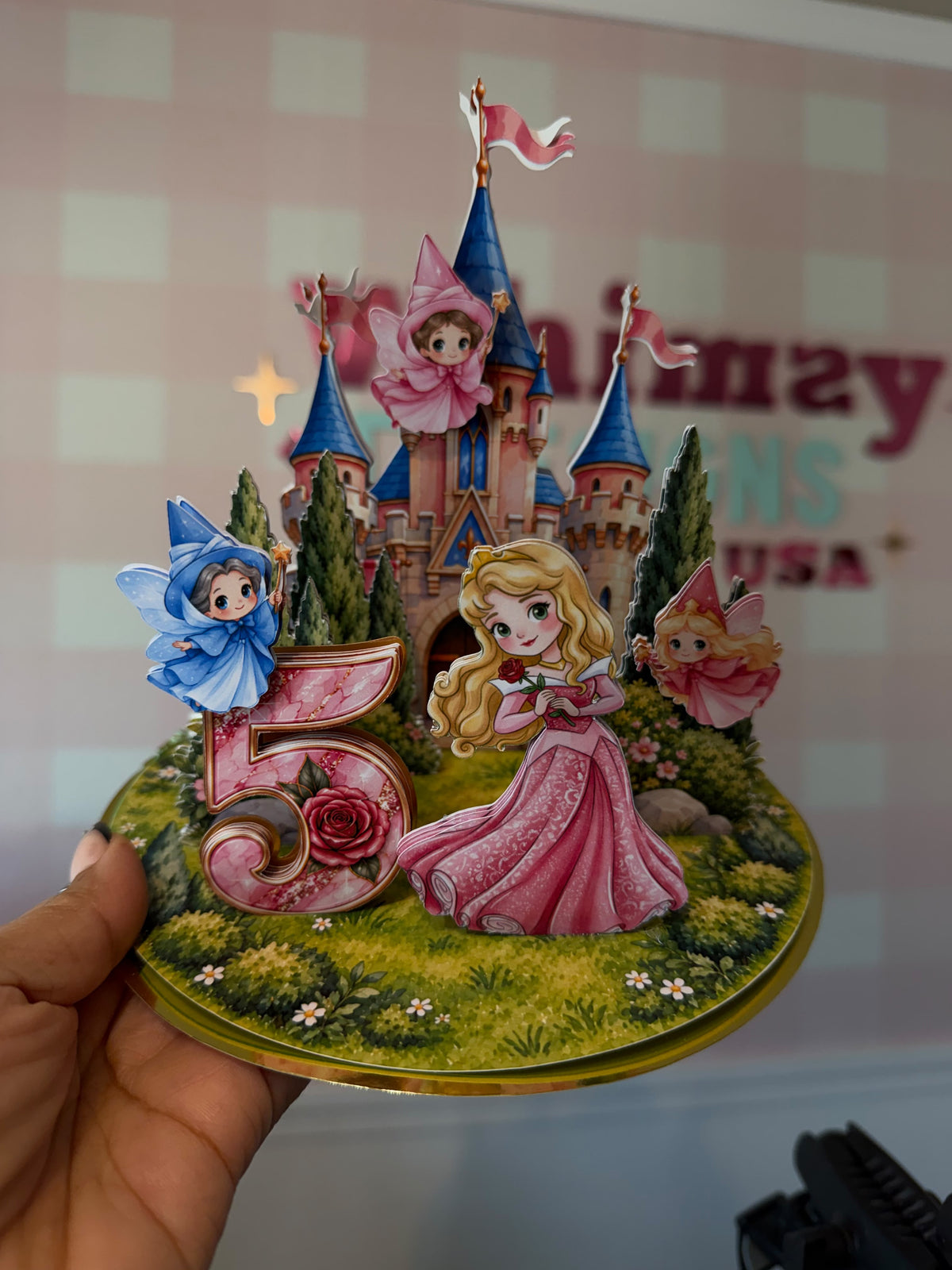 Estructura Cake Topper 360 Princesa No. 3 – Castillo Encantado y Jardín – Archivo de Corte Cricut y Cameo