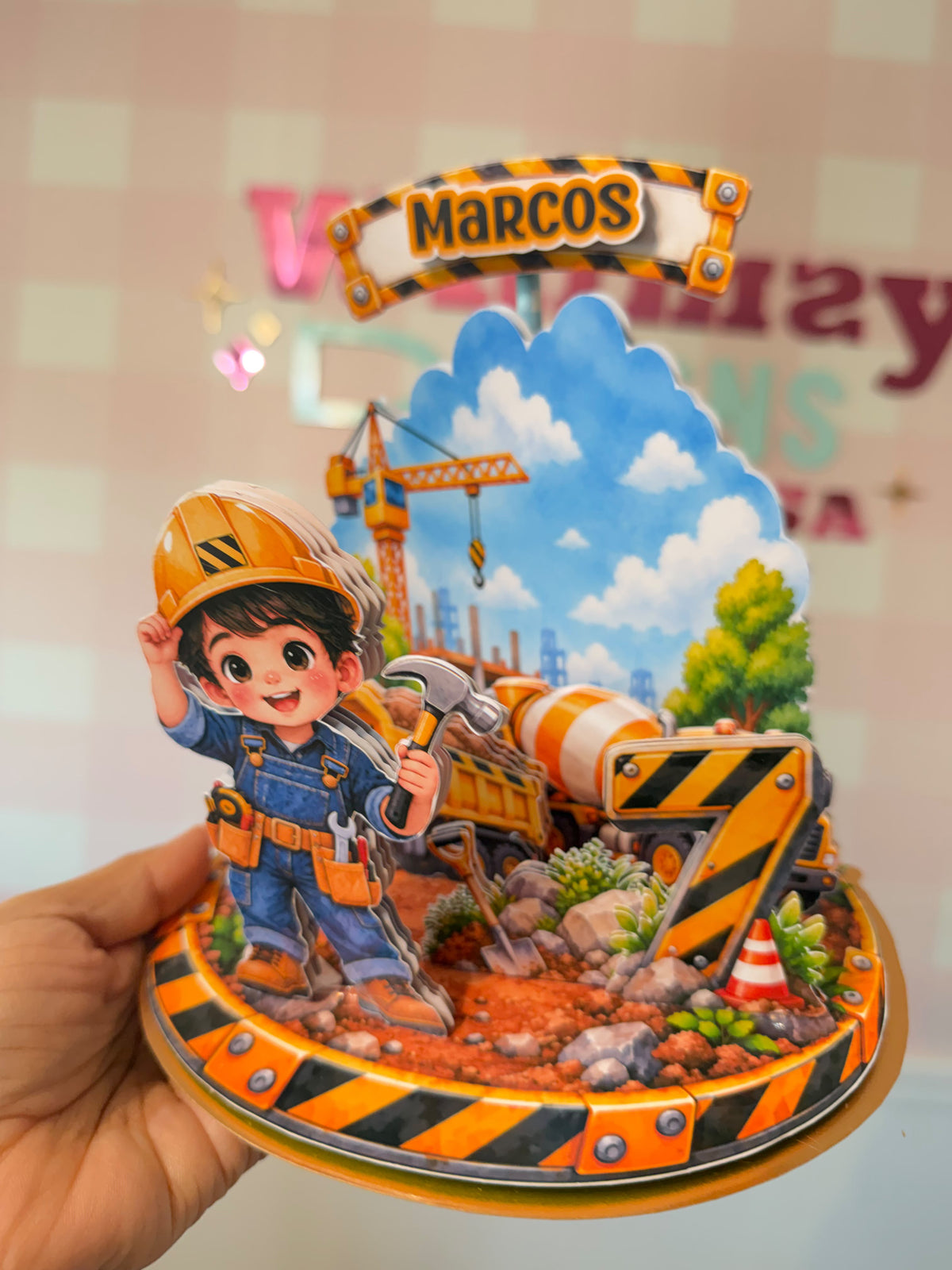 Cake Topper Escenario 360 Diorama de Construcción | Números Temáticos del 1 al 9 | Archivo para Cricut y Silhouette Cameo