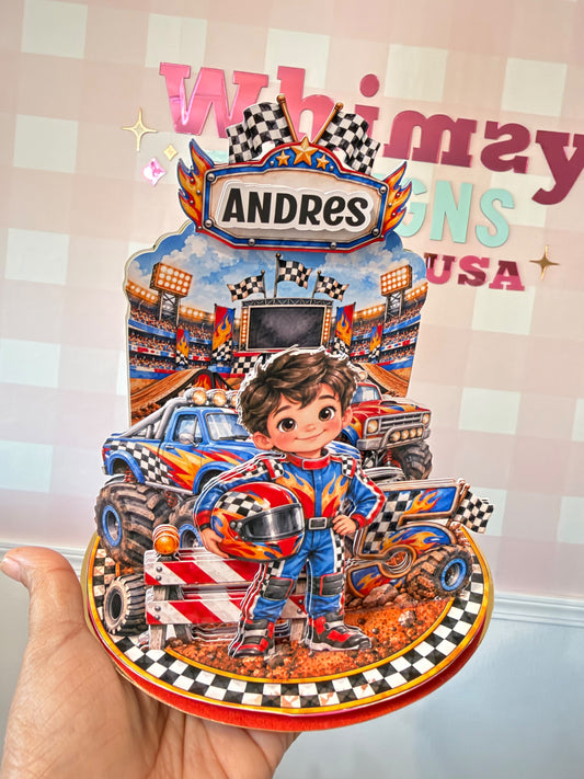 Cake Topper Escenario 360 Diorama Monster Truck | Números Temáticos del 1 al 9 | Archivo para Cricut y Silhouette Cameo