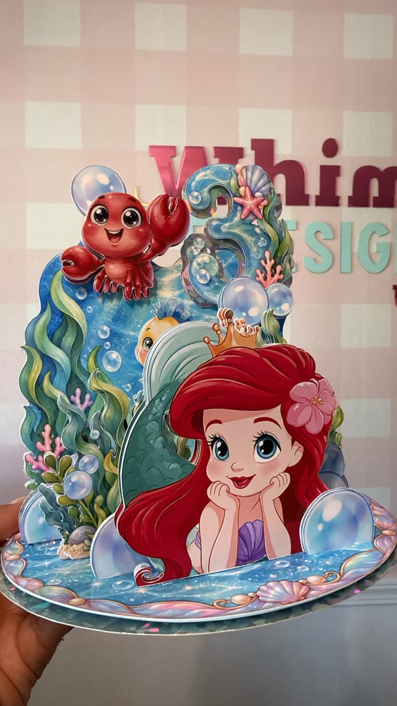 Estructura Cake Topper 360 Princesa No. 4 – Fondo del Mar con Burbujas – Archivo de Corte Cricut y Cameo