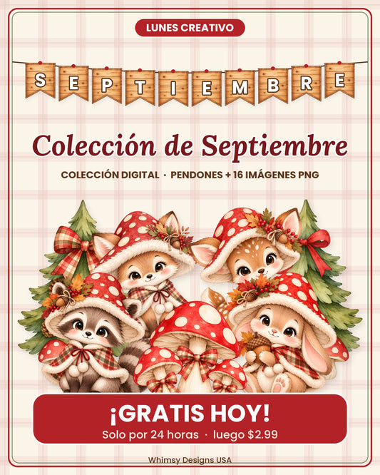 GRATIS Lunes Creativo | Banner y Colección de Septiembre | Colección Digital con Pendones e Imágenes PNG | 16 Imágenes