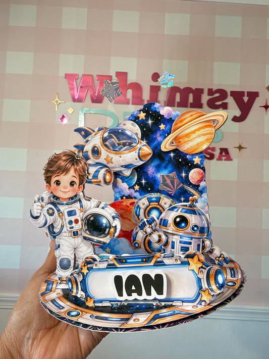 Cake Topper Escenario 360 Diorama del Espacio Astronauta | Números Temáticos del 1 al 9 | Archivo para Cricut y Silhouette Cameo