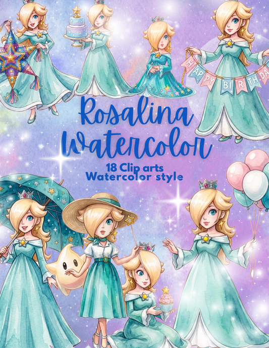 Princesa Galáctica Watercolor Collection – 18 Clip Arts Exclusivos Estilo Acuarela | EDICIÓN LIMITADA 100 Copias